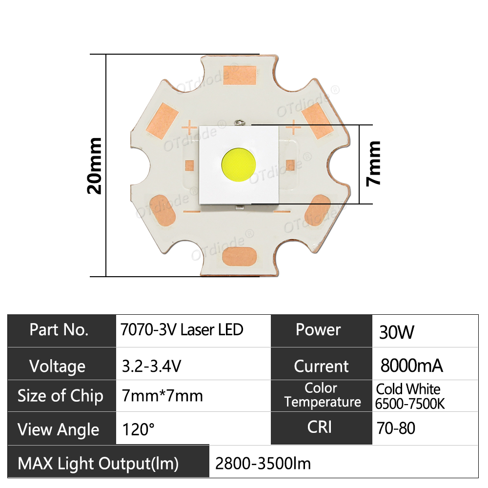 7070 LED Flat White Laser Bead - Jewelry Making Torch 评论和价格