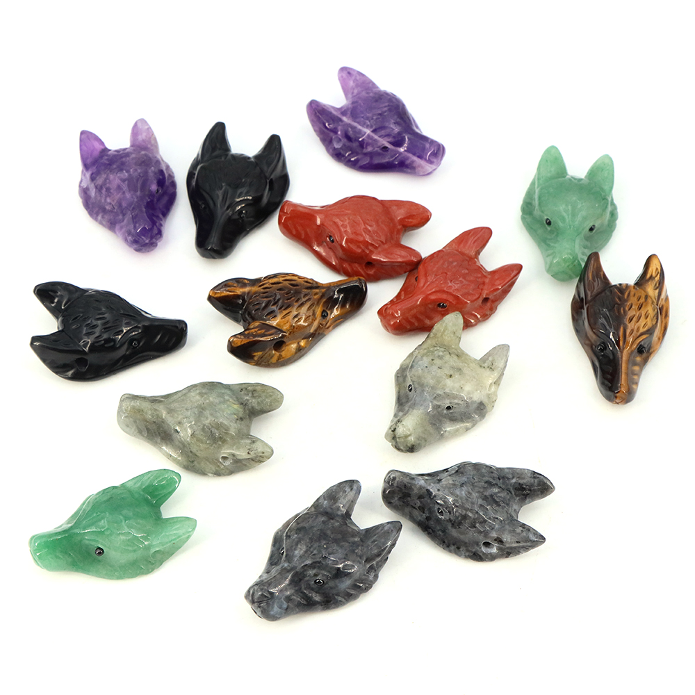 40mm Wolf Head Stone Pendant N - Jewelry Making Gemstones 评论和价格