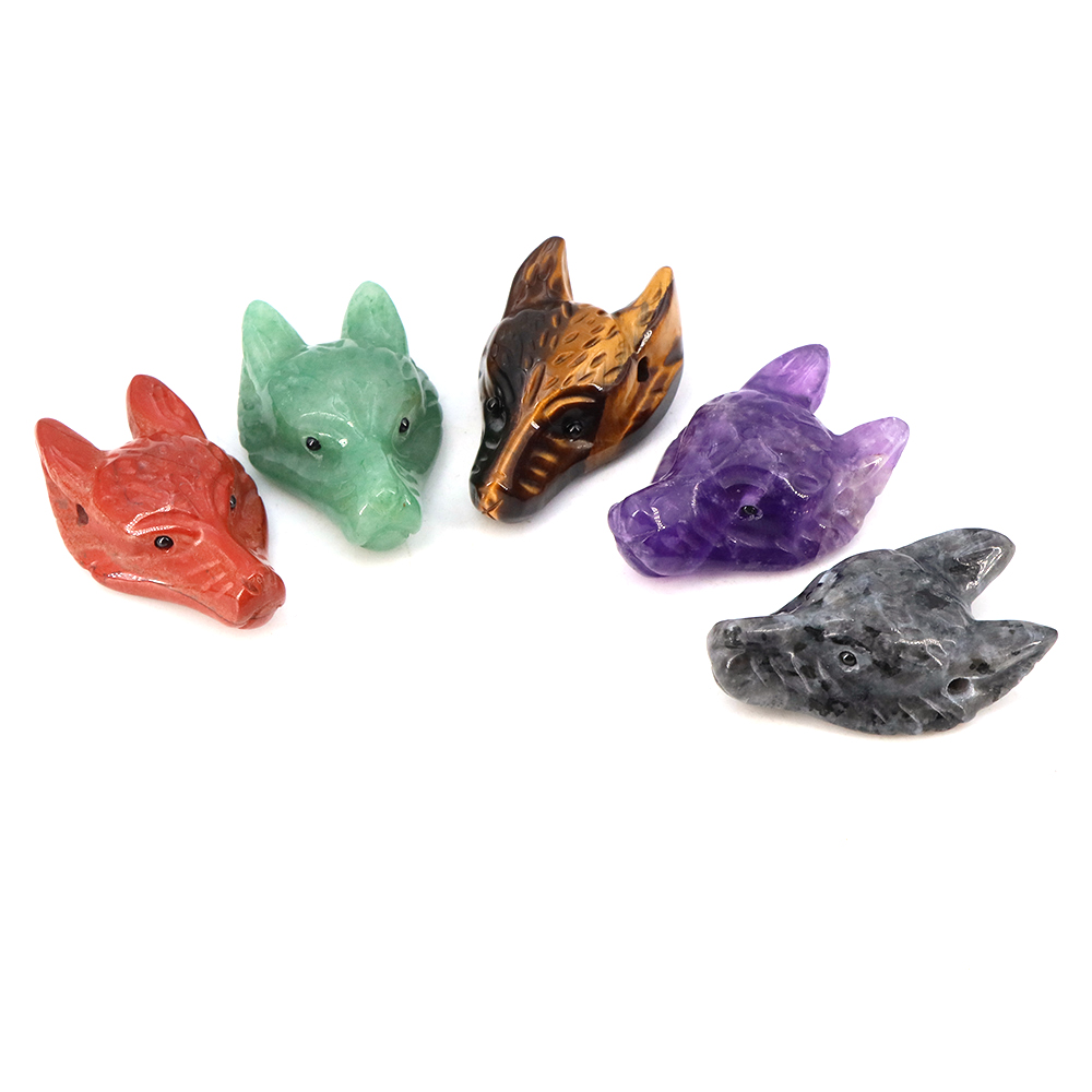 40mm Wolf Head Stone Pendant N - Jewelry Making Gemstones 评论和价格